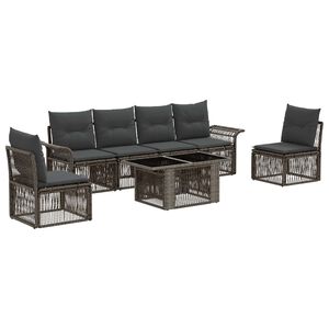 vidaXL Ensemble de canap&eacute; de jardin 7 pc Gris et Gris fonc&eacute; polyrotin