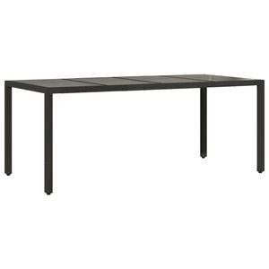 vidaXL Table de jardin dessus en verre Noir 190x90x75cm R&eacute;sine tress&eacute;e