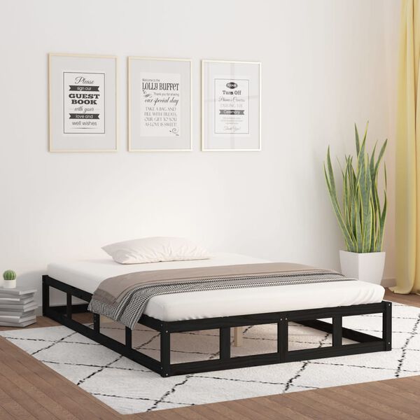 vidaXL Cadre de lit sans matelas noir 120x190 cm bois massif