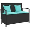 vidaXL Banc de rangement de jardin avec coussin noir r&eacute;sine tress&eacute;e