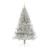 vidaXL Sapin de No&euml;l artificiel pr&eacute;-&eacute;clair&eacute; Argent 180 cm PET