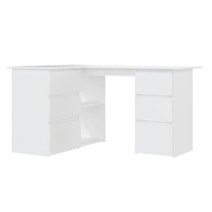 vidaXL Bureau d'angle Blanc 145x100x76 cm Bois d'ing&eacute;nierie