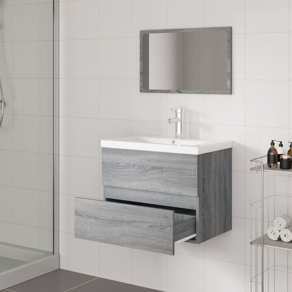 vidaXL Meubles de salle de bain Sonoma gris Bois d'ingénierie