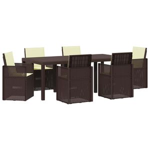 vidaXL Ensemble de salle &agrave; manger pour jardin 7 pc Marron et cr&egrave;me PP