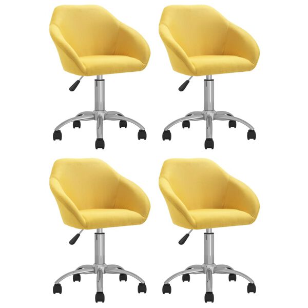 vidaXL Chaises pivotantes &agrave; manger lot de 4 jaune tissu