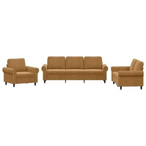 vidaXL Ensemble de canap&eacute;s 3 pcs avec coussins Marron Velours