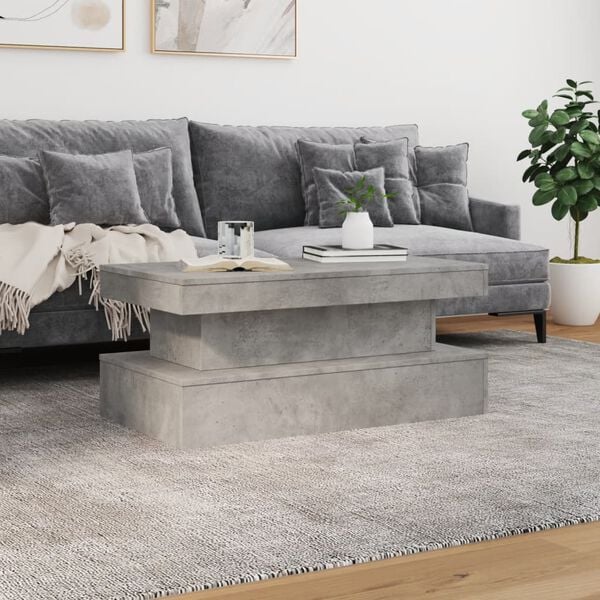 vidaXL Table basse avec lumi&egrave;res LED gris b&eacute;ton 90x50x40 cm