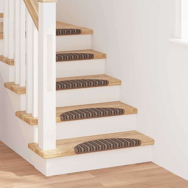vidaXL Tapis d'escalier auto-adh&eacute;sifs 15 pcs Marron 56 x 17 x 3 cm
