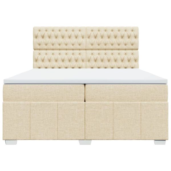 vidaXL Sommier &agrave; lattes de lit avec matelas Cr&egrave;me 200x200 cm Tissu