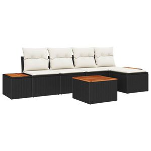 vidaXL Ensemble de canap&eacute; de jardin 6 pcs Noir et Cr&egrave;me Polyrotin