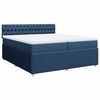 vidaXL Sommier &agrave; lattes de lit avec matelas Bleu 200x200 cm Tissu