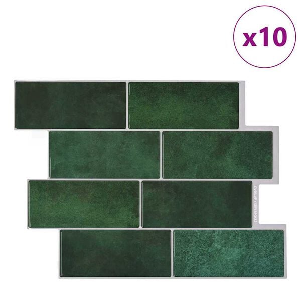 vidaXL Carreau de métro 10 pcs Vert foncé 29.4 x 21.4 cm