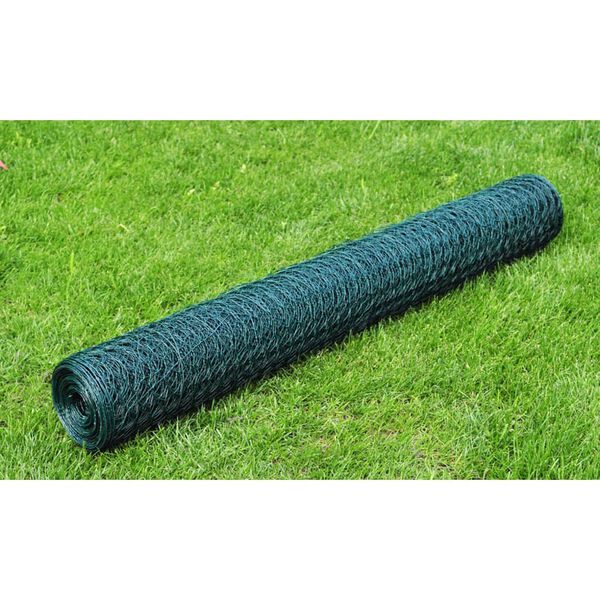 vidaXL Grillage &agrave; poule avec rev&ecirc;tement en PVC 25x0,75 m vert