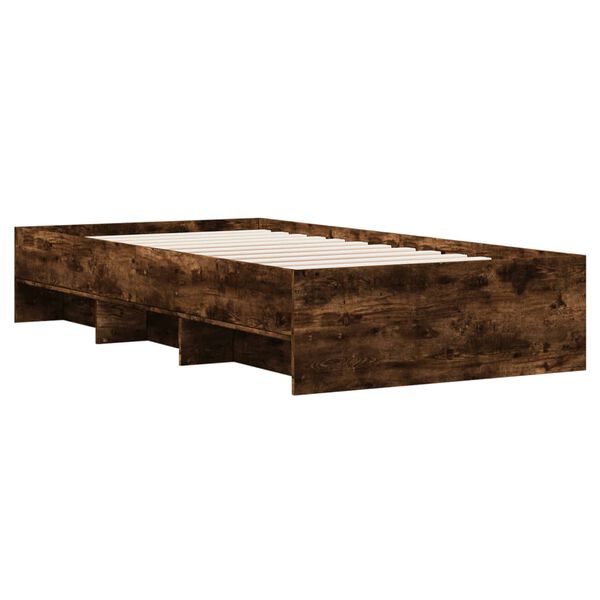 vidaXL Cadre de lit sans matelas ch&ecirc;ne fum&eacute; 75x190cm bois d'ing&eacute;nierie
