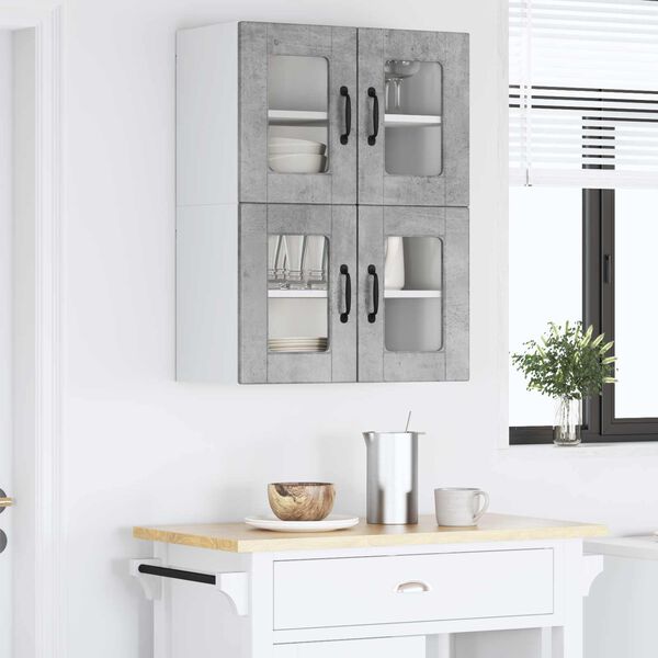 vidaXL Armoire de cuisine avec porte 2 pcs Gris b&eacute;ton 60 x 31 x 40 cm