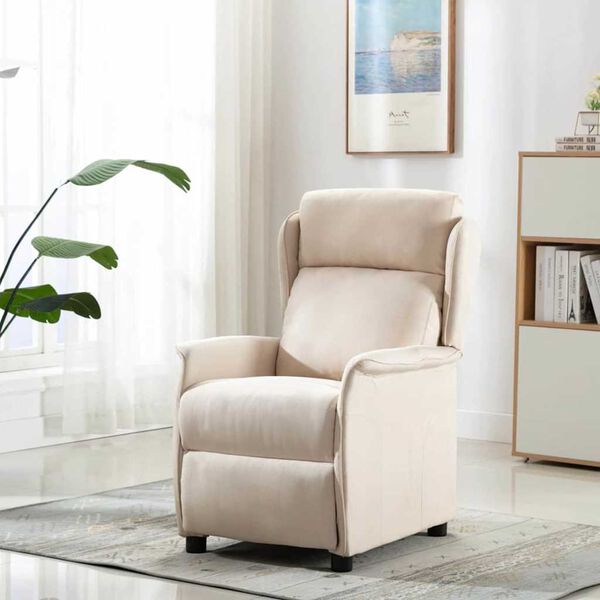 vidaXL Fauteuil inclinable Cr&egrave;me 66.5 x 94 x 101.5 cm Polyester