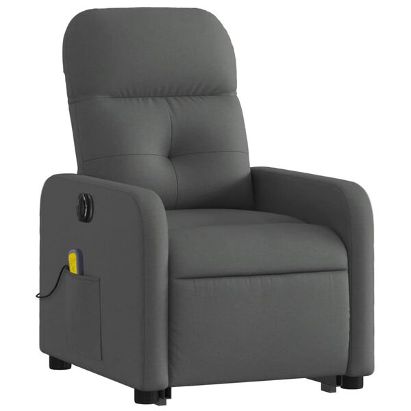 vidaXL Fauteuil inclinable de massage &eacute;lectrique Gris fonc&eacute; Tissu