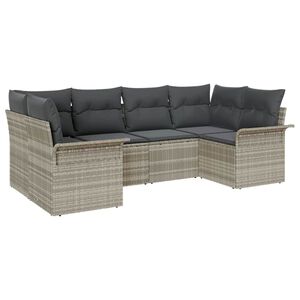 vidaXL Ensemble de canap&eacute; de jardin 6 pcs Gris clair Poly rotin