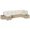 vidaXL Ensemble de canap&eacute; de jardin avec coussin 7 pcs Beige polyrotin