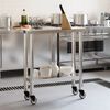 vidaXL Table de travail de cuisine avec roues 82,5x30x85 cm inox