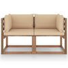 vidaXL Canap&eacute; palette de jardin 2 places et coussins beige Pin&egrave;de
