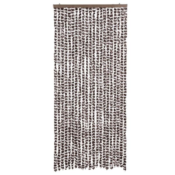 vidaXL Rideau anti-mouches marron et blanc 90x200 cm chenille