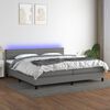 vidaXL Sommier &agrave; lattes de lit et matelas et LED Gris fonc&eacute; 200x200 cm