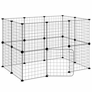 vidaXL Cage animaux de compagnie &agrave; 20 panneaux et porte Noir 105x70x70 cm