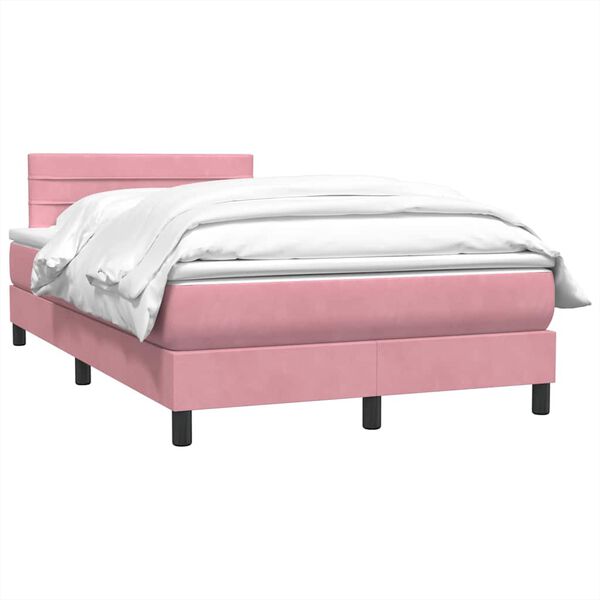 vidaXL Sommier &agrave; lattes de lit avec matelas rose 120x210 cm velours