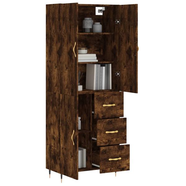 vidaXL Buffet haut Ch&ecirc;ne fum&eacute; 69,5x34x180 cm Bois d'ing&eacute;nierie