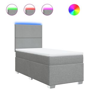 vidaXL Sommier &agrave; lattes de lit avec matelas gris clair 80x200 cm tissu