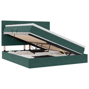 vidaXL Lit avec rangement et matelas Vert fonc&eacute; 180 x 200 cm Velours