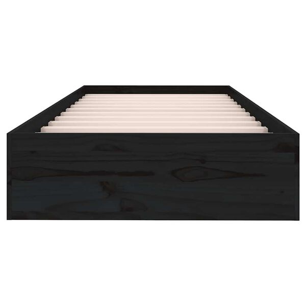 vidaXL Cadre de lit sans matelas noir bois massif 75x190 cm