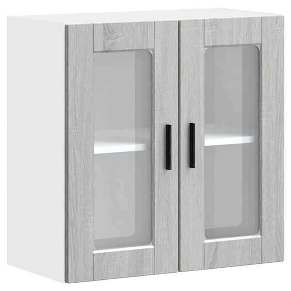 vidaXL Armoire murale de cuisine avec porte en verre Porto sonoma gris