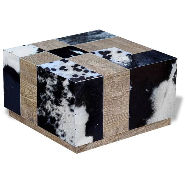 vidaXL Table basse Cuir de vache 60x60x36 cm