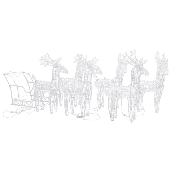 vidaXL Décoration de Noël Rennes et traîneau 320 LED Acrylique