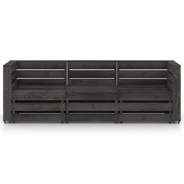 vidaXL Salon de jardin 3 places bois de pin impr&eacute;gn&eacute; de gris