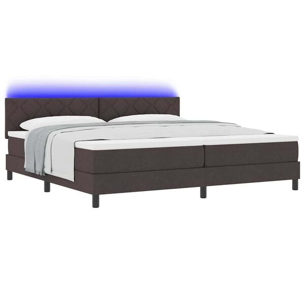 vidaXL Lit &agrave; ressorts avec matelas Marron fonc&eacute; 200 x 200 cm tissu