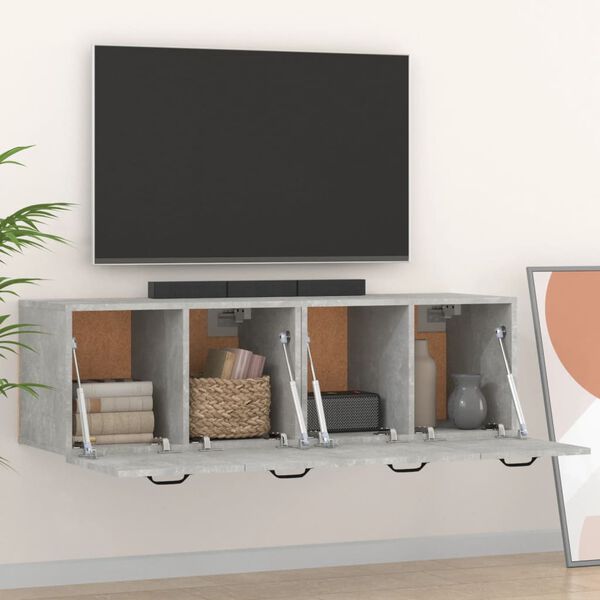 vidaXL Armoires murales 2pcs Gris b&eacute;ton 80x35x36,5cm Bois d'ing&eacute;nierie