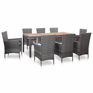 vidaXL Ensemble &agrave; manger d'ext&eacute;rieur 9pcs coussins R&eacute;sine tress&eacute;e Gris