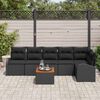 vidaXL Ensemble de canapé de jardin avec coussin 7 pcs Noir polyrotin