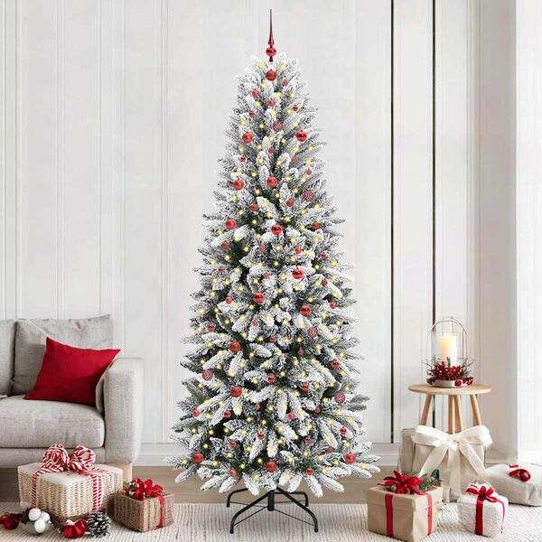 vidaXL Sapin de No&euml;l artificiel avec 300 LED avec support Blanc 240 cm
