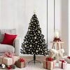 vidaXL Sapin de No&euml;l artificiel pr&eacute;-&eacute;clair&eacute; Noir 150 cm PVC
