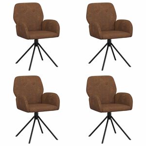 vidaXL Chaises de salle &agrave; manger pivotantes 4 pc Simili daim Marron