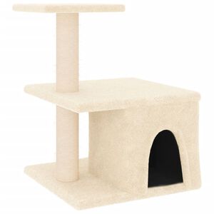 vidaXL Arbre &agrave; chat avec griffoirs en sisal cr&egrave;me 48 cm