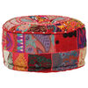 vidaXL Pouf rond en coton fait &agrave; la main 40 x 20 cm Rouge