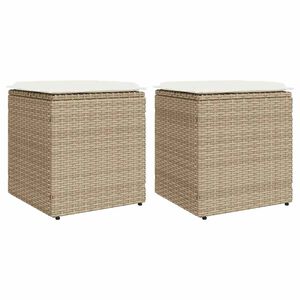 vidaXL Tabourets de jardin avec coussins lot de 2 beige résine tressée