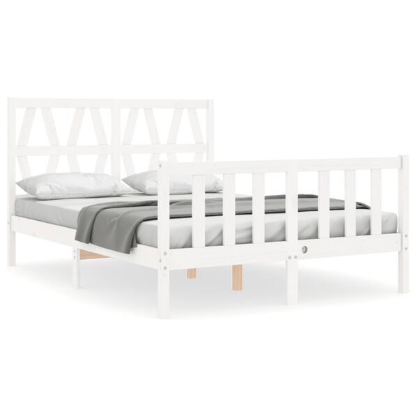 vidaXL Cadre de lit sans matelas blanc bois de pin massif