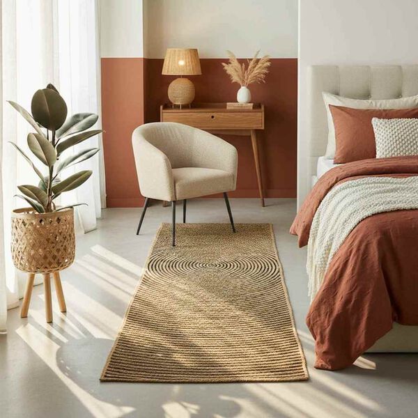 vidaXL Tapis Naturel et Noir 60 x 110 cm Jute