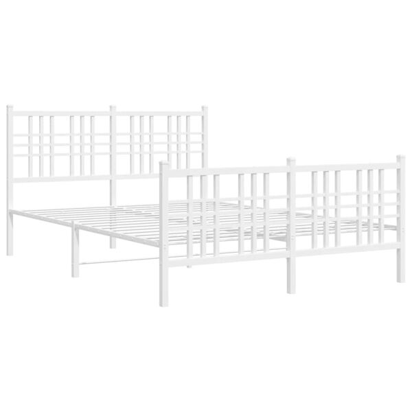 vidaXL Cadre de lit m&eacute;tal sans matelas et pied de lit blanc 120x200 cm